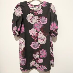 Free People Floral Babydoll Mini Dress Bell Sleeve Cotton Peonies S Boho Cottage
